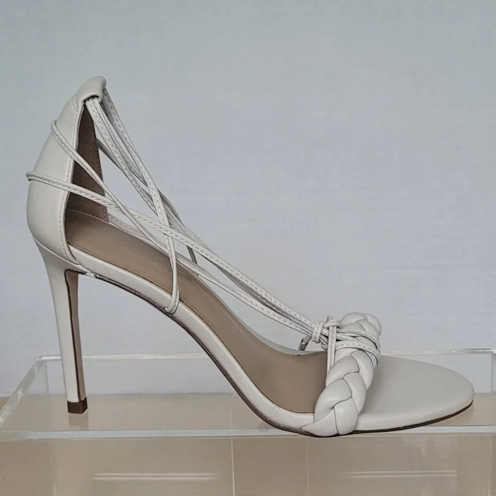 Banana Republic Treccia Braided Bone Leather Strappy Stiletto Heels Size 7M